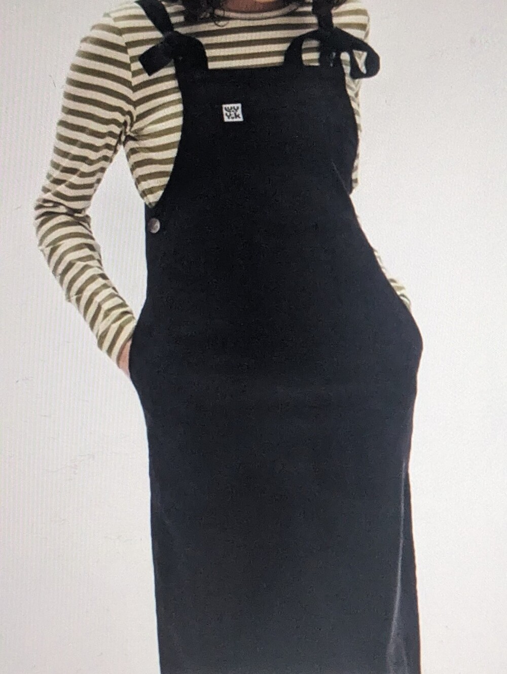 LUCY & YAK Black Cotton Corduroy Pinafore Dress